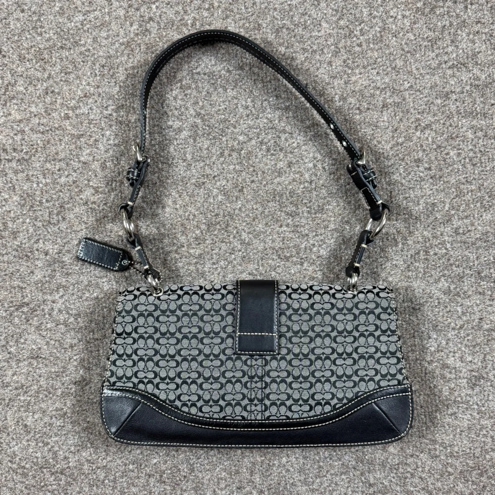 VTG Y2K Coach 7075 Kelly SoHo Signature Satchel Shoulder Bag Buckle Flap Closure